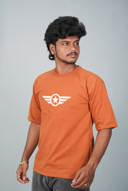 Five Sleeve Round Neck STAR Printed Tshirt for Men-Orange-T-Shirt-7 Man